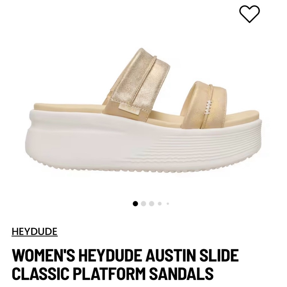 Hey Dude Women's Austin Slide Platform Sandals — Metallic Gold and White